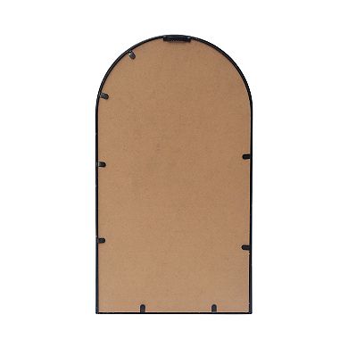 Parisloft Arched Metal Framed Window Mirror, Antique Black