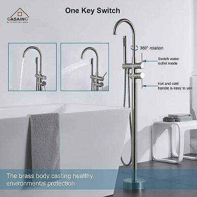 Casainc 2-handle Residentail Freestanding Bathtub Faucet With Hand Shower