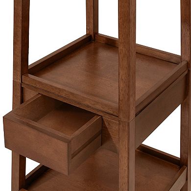 eHemco 8 Hooks Coat Rack Stand With 3 Tier And 1 Drawer, Coffee