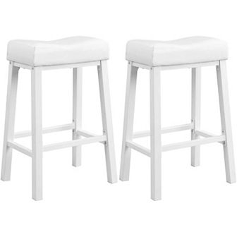 Ehemco Heavy-duty Padded Faux Leather Saddle Seat Kitchen Barstools, 29 in White, Set Of 2