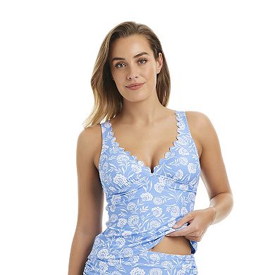 Women's Draper James Scallop Edge Over the Shoulder Tankini Swim Top