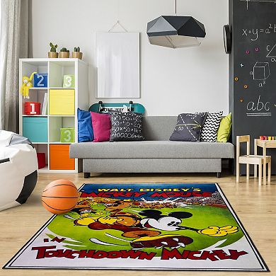 Disney Kids Digital Mickey Mouse Touchdown Printed Multi Area Rug, 4x6