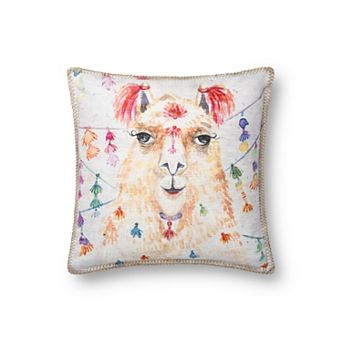 Loloi Llama Printed 18" x 18" Indoor Outdoor Throw Pillow