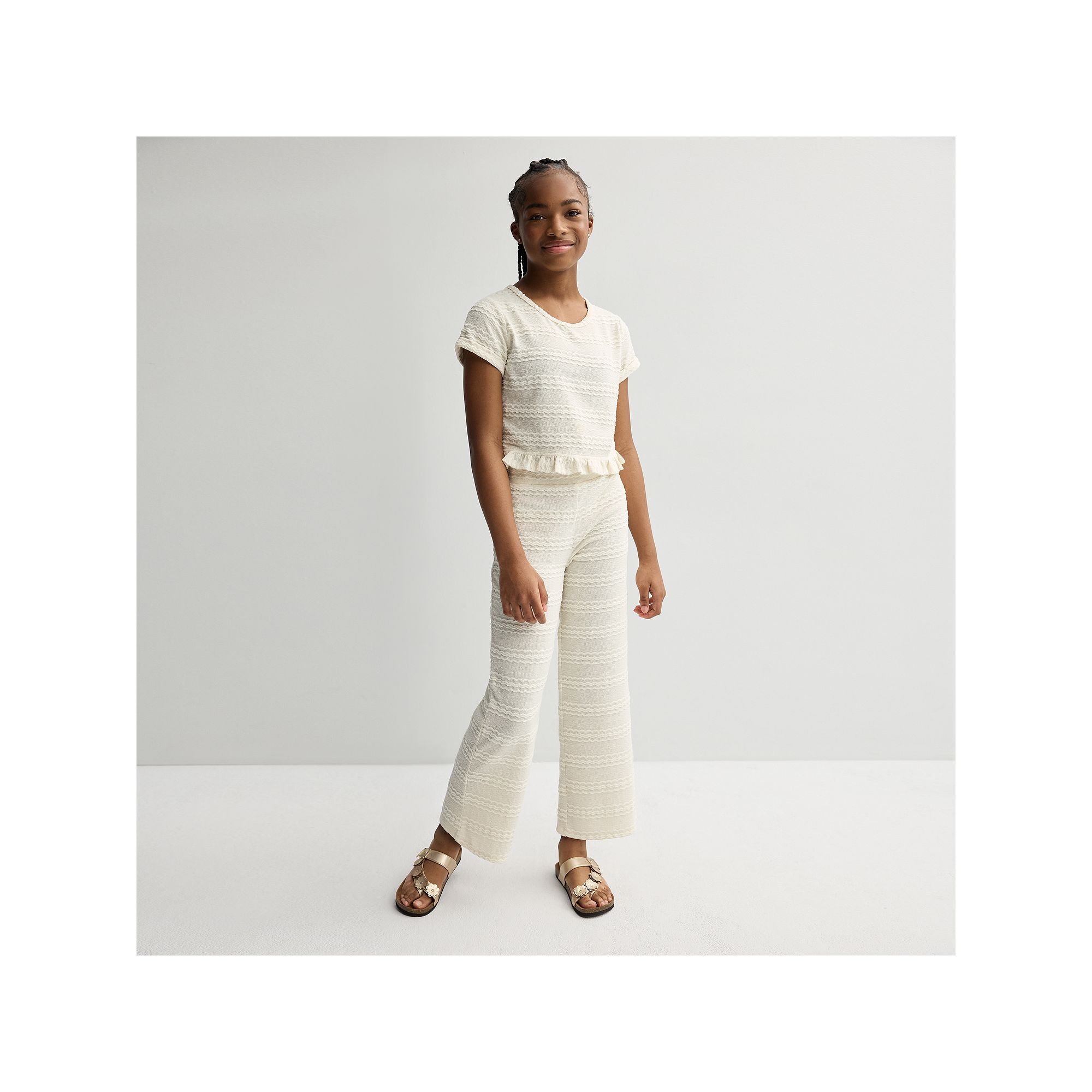 Girls 7-16 Adyson Parker Textured Short Sleeve Top & Pants Set, Girls, Siz