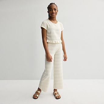 Girls 7-16 Adyson Parker Textured Short Sleeve Top & Pants Set