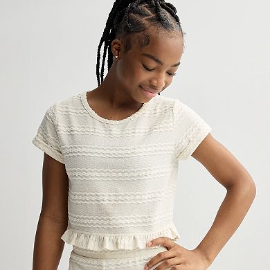 Girls 7-16 Adyson Parker Textured Short Sleeve Top & Pants Set