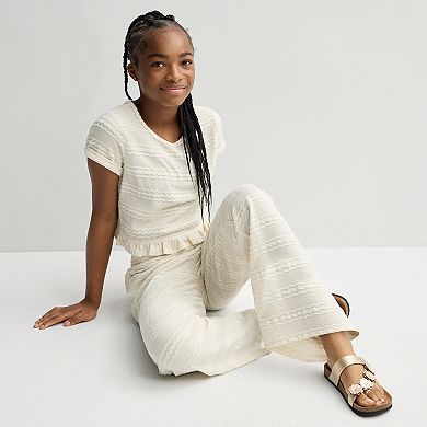 Girls 7-16 Adyson Parker Textured Short Sleeve Top & Pants Set