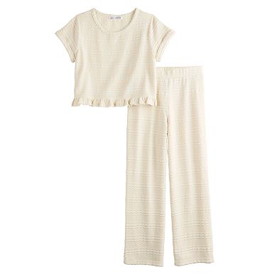 Girls 7-16 Adyson Parker Textured Short Sleeve Top & Pants Set