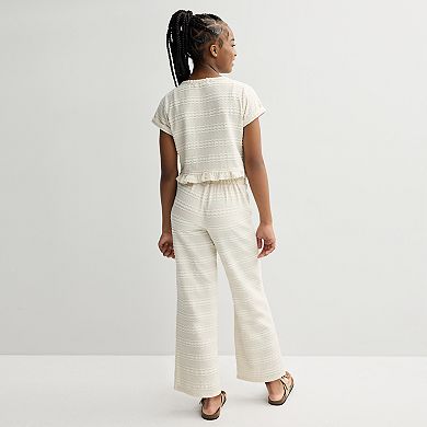 Girls 7-16 Adyson Parker Textured Short Sleeve Top & Pants Set