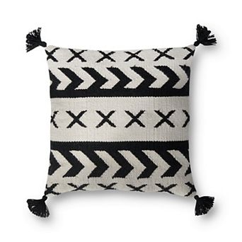 Loloi Black Ivory 18" x 18" Indoor Outdoor Throw Pillow