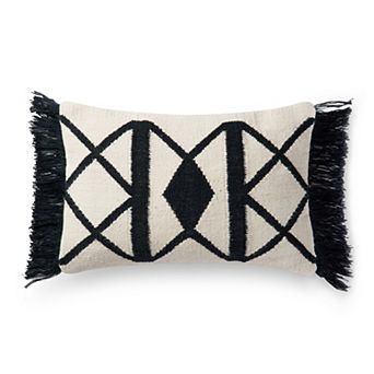 Loloi Black Ivory 13" x 21" Indoor Outdoor Throw Pillow
