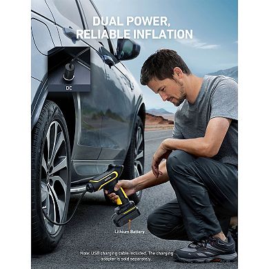 AstroAI Tire Inflator Air Compressor Cordless Tire Pump 150PSI With 20v Rechargeable Battery