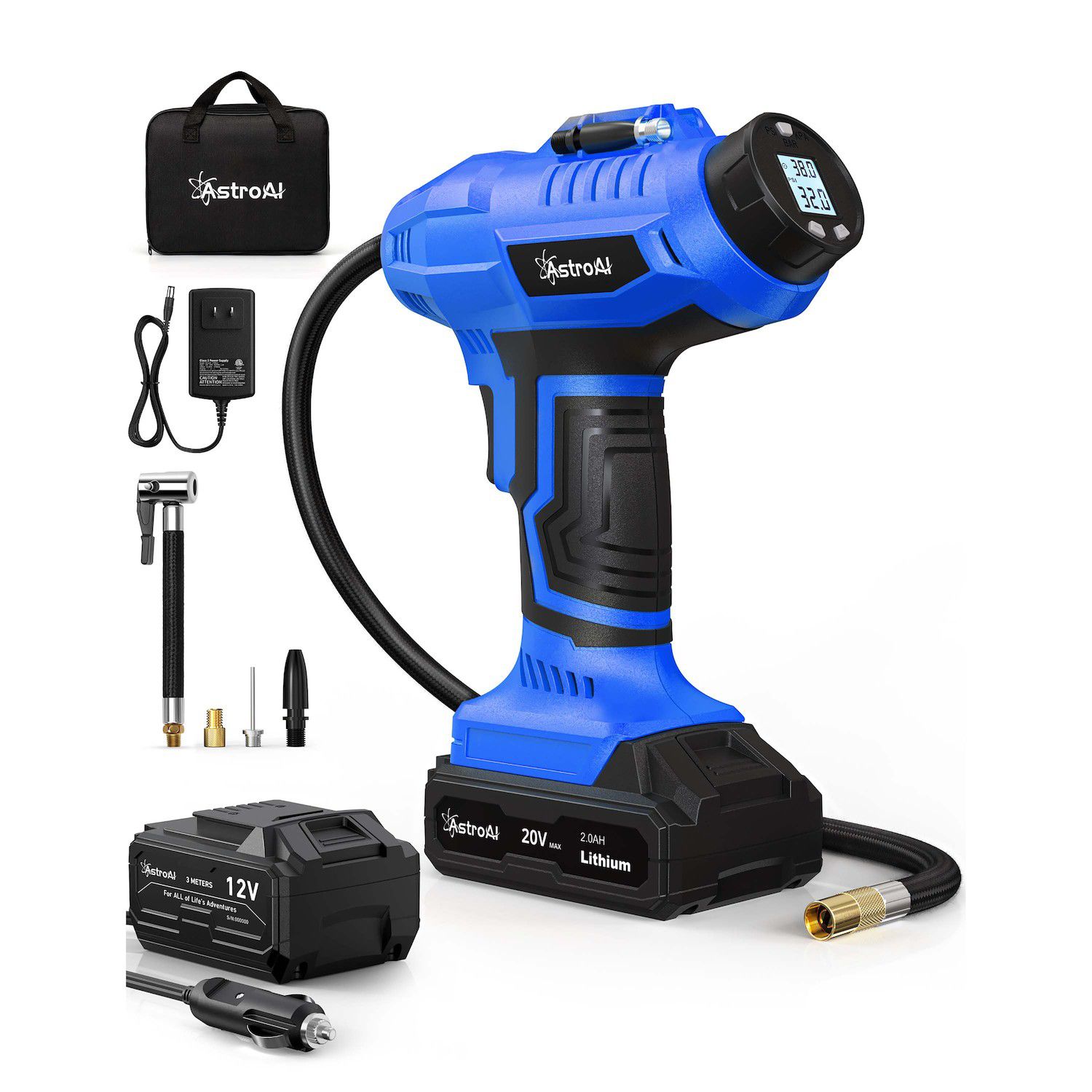 thumbnail image 2 of 20V Portable Tire Inflator / Air Compressor – Cordless Car Tire Pump, 12V DC, Portable, Yellow 2 of 4