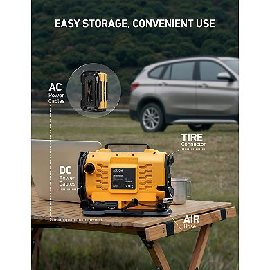 AstroAI Tire Inflator DC/AC Portable Air Compressor Pump 150PSI with Dual Metal Motors