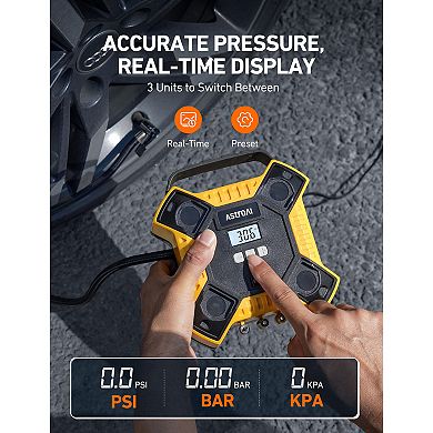 Astroai Tire Inflator Air Compressor Air Pump For Car Tires, 12v Dc Integrated Tire Pump 160psi