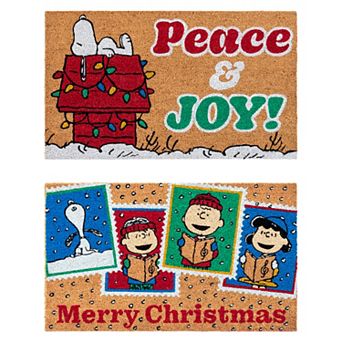 Peanuts 2 pc Snoopy Holiday Peace & Joy Modern Graphic Doormat