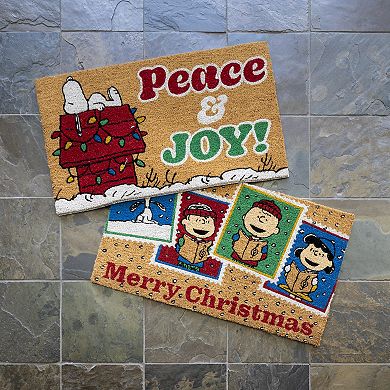 Peanuts 2-Piece Snoopy Holiday Peace & Joy Modern Graphic Doormat