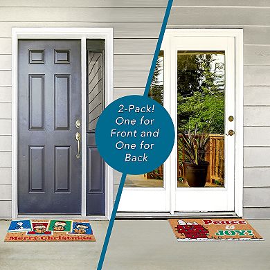 Peanuts 2-Piece Snoopy Holiday Peace & Joy Modern Graphic Doormat