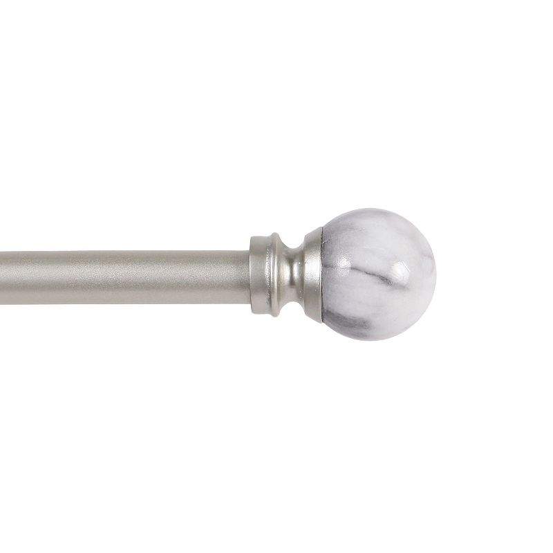 Kenney Jillian Petite Cafe Steel Decorative Window Curtain Rod  28-48  Adjustable Length  1/2  Dia.  White Marble