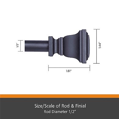Kenney Tyler 1/2" Diameter Fast Fit Easy Install Decorative Window Curtain Rod