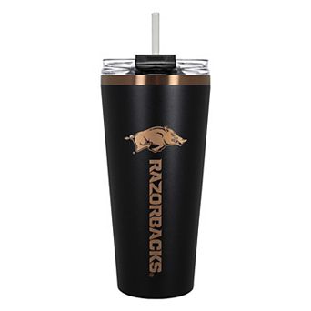 Arkansas Razorbacks Black & Copper Tone 32 oz Big Slim Tumbler with Straw