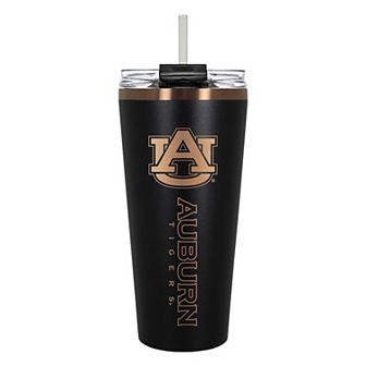 Auburn Tigers Black & Copper Tone 32 oz Big Slim Tumbler with Straw