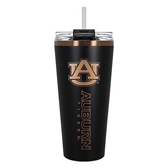 Auburn Tigers Black & Copper Tone 32 oz Big Slim Tumbler with Straw