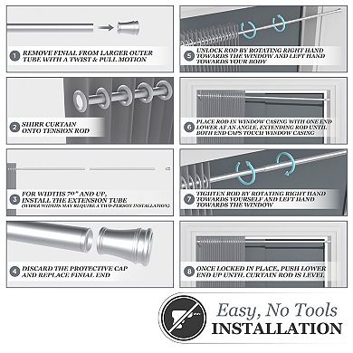 Kenney Nicholas 5/8" Diameter Twist & Fit No Tools Tension Window Curtain Rod