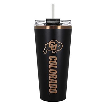 Colorado Buffaloes Black & Copper Tone 32 oz Big Slim Tumbler with Straw