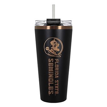 Florida State Seminoles Black & Copper Tone 32 oz Big Slim Tumbler with Straw