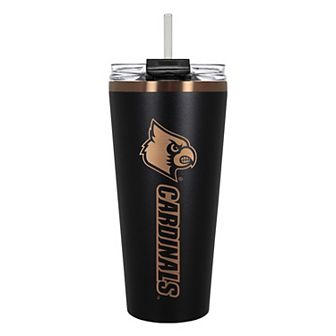 Louisville Cardinals Black & Copper Tone 32 oz Big Slim Tumbler with Straw