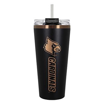 Louisville Cardinals Black & Copper Tone 32 oz Big Slim Tumbler with Straw