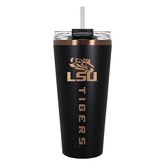 LSU Tigers Black & Copper Tone 32 oz Big Slim Tumbler with Straw
