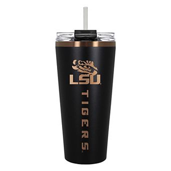 LSU Tigers Black & Copper Tone 32 oz Big Slim Tumbler with Straw