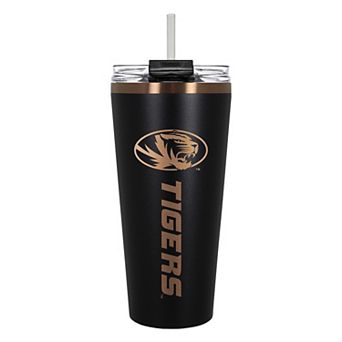 Missouri Tigers Black & Copper Tone 32 oz Big Slim Tumbler with Straw