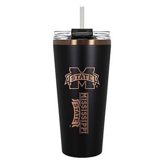 Mississippi State Bulldogs Black & Copper Tone 32 oz Big Slim Tumbler with Straw
