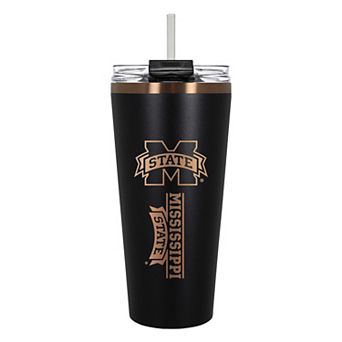 Mississippi State Bulldogs Black & Copper Tone 32 oz Big Slim Tumbler with Straw