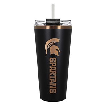 Michigan State Spartans Black & Copper Tone 32 oz Big Slim Tumbler with Straw