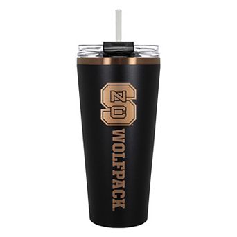 North Carolina State Wolfpack Black & Copper Tone 32 oz Big Slim Tumbler with Straw