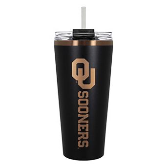 Oklahoma Sooners Black & Copper Tone 32 oz Big Slim Tumbler with Straw