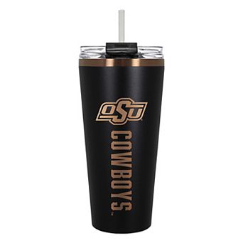 Oklahoma State Cowboys Black & Copper Tone 32 oz Big Slim Tumbler with Straw