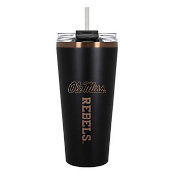 Ole Miss Rebels Black & Copper Tone 32 oz Big Slim Tumbler with Straw