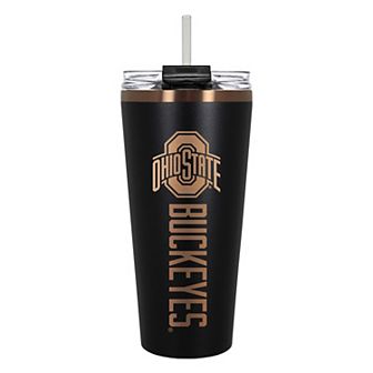 Ohio State Buckeyes Black & Copper Tone 32 oz Big Slim Tumbler with Straw