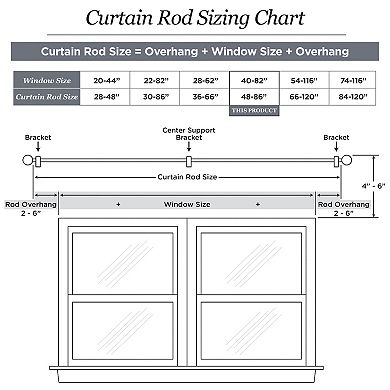 Kenney Jax 5/8" Diameter Standard Decorative Window Curtain Rod
