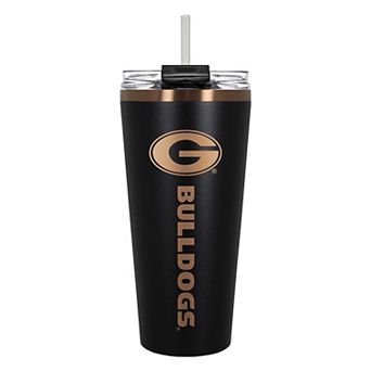 Georgia Bulldogs Black & Copper Tone 32 oz Big Slim Tumbler with Straw