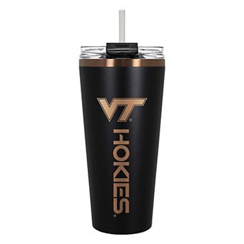 Virginia Tech Hokies Black & Copper Tone 32 oz Big Slim Tumbler with Straw