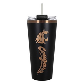 Washington State Cougars Black & Copper Tone 32 oz Big Slim Tumbler with Straw