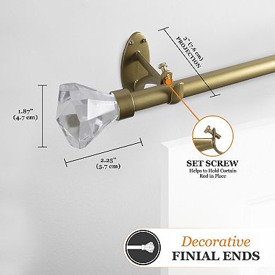 Kenney Nadia 5/8" Diameter Fast Fit Easy Install Decorative Window Curtain Rod