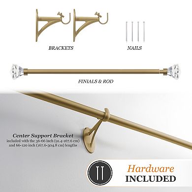 Kenney Nadia 5/8" Diameter Fast Fit Easy Install Decorative Window Curtain Rod