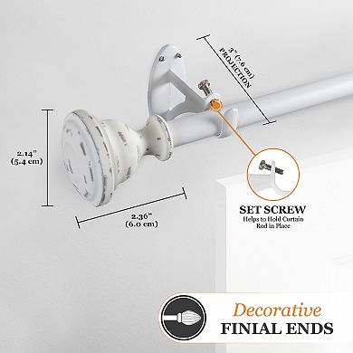 Kenney Belle 5/8" Diameter Fast Fit Easy Install Decorative Window Curtain Rod